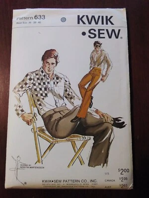 Vintage KWIK SEW Men's Pants Pattern #633 Size 36 38 40 Uncut - Image 1 of 4