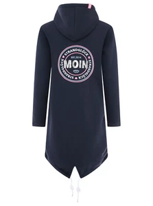 ZWILLINGSHERZ♥ Hoodiemantel lange Sweatjacke Maritim Moin blau - Bild 1 von 4