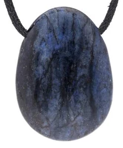 Dumortierit Tropfenanhänger mit Baumwollband gebohrt | Edelstein Schmuck - Picture 1 of 2