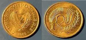 Cyprus 1983 1 Cent Type 1 KM-53.1 Nickel brass BUNC #90 - US Seller - Picture 1 of 2