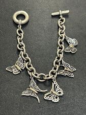 7.25” Lagos Sterling Silver 18k Accent Butterfly Charm Bracelet Toggle 