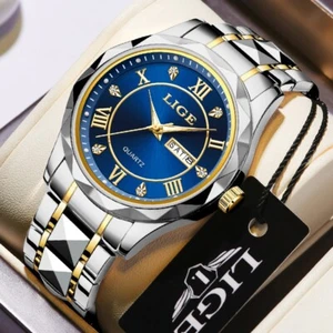 Men's Watch Business Stainless Steel Quartz Luminous Date Waterproof Wristwatch - Picture 1 of 8