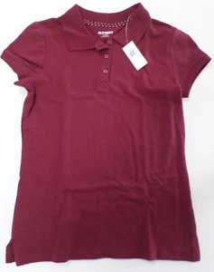 Old Navy Girls School Uniform Polo Shirt Short Slv Cotton/Spandex Wine L (10-12) - Picture 1 of 4