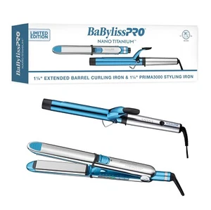 Babylisspro 1.25'' Extended Barrel Curling Iron & Prima 3000 Styling Flat Iron - Picture 1 of 12