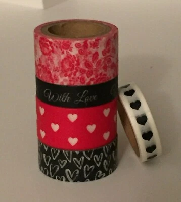 5rolls Washi Tape Valentine's Day Heart Love Planner Supply DIY Crafts - Image 1 of 4