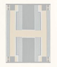 Hermes Throw Blanket Ithaque Plaid Pearl Gray Wool Cashmere Sofa Bed Auth New