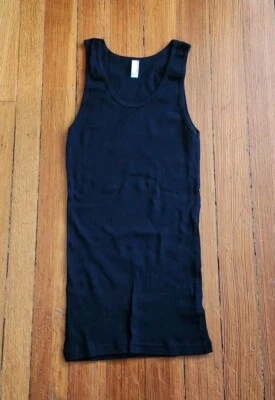 Regata American Apparel Classic Girl nova sem etiquetas com nervuras feita nos EUA preta tamanho GG - Imagem 1 de 2