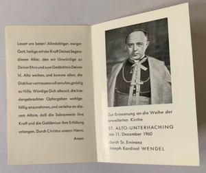 Prayer picture, devotional picture Joseph Cardinal Wendel, Archbishop of Munich Ars sacra - Picture 1 of 3