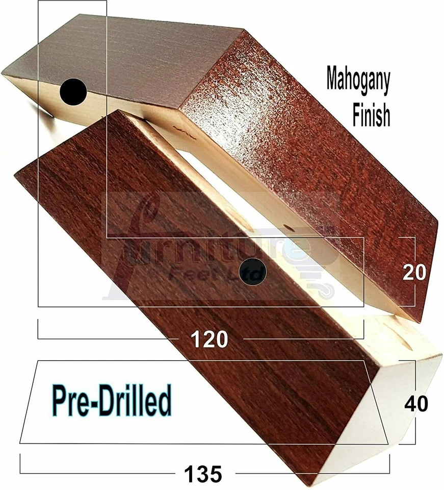 Wood Corner Furniture Feet Mahogany 40mm High Replacement Sofa Legs Self Fixing - Image 1 of 1