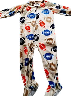 Just One You Carters 男孩睡衣脚抓绒足球运动连体 3T — 第 1/4 张图片