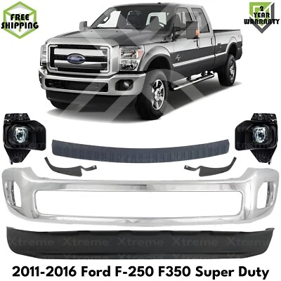 Front Bumper Chrome & Fog Lights Kit For 2011-2016 Ford F-250 F-350 Super Duty Foto 1 de 4