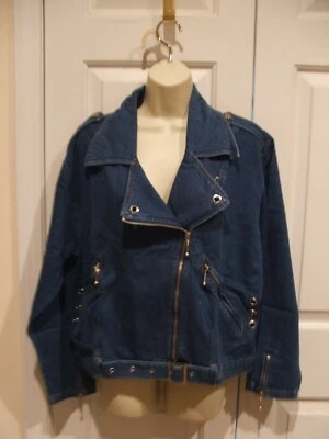 NUEVO CON ETIQUETAS FORENZA Chaqueta Denim Estilo Moto Cremallera Talla Pequeña Foto 1 de 3