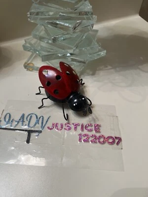 Decorative RED & BLACK  Metal Ladybug Beetle Desk Table Shelf Sitter Insect Bug - Image 1 of 3