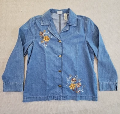 Chaqueta vaquera con botones Classic Elements para mujer grande (14-16) bordada usada en excelente estado Foto 1 de 4