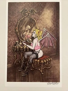 Frank Forte Demoness Satan Print 7”x11 Signed by artist Horror Comics Art - Picture 1 of 2