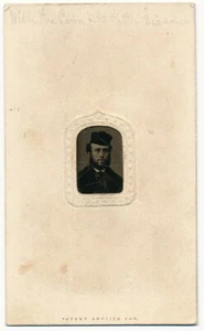 Gem Tintype in Paper CDV Frame Gentleman Wearing A Round Cap Possibly Clergy? - Bild 1 von 2