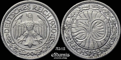 Germany, Weimar Republic, 50 Pfennig 1930 J, Hamburg, Rare!, XF+ - Image 1 of 4