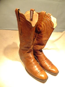 VINTAGE AMMONS KASTANIENFARBENE HANDGEFERTIGTE COWBOY-STIEFEL AUS LEDER MARKIERT 2684 = GRÖSSE 9A - Bild 1 von 12