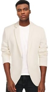 Paul Jones Men Cream Check Stylish Two-Button Blazer Size Small 35”- 37” Chest