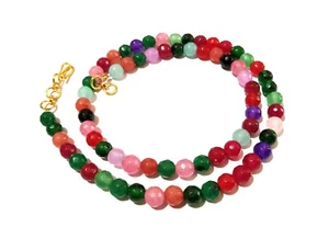 Multi Disco Chalcedony Round Faceted 6mm Chalcedony Loose Beads 18"inch Necklace - Picture 1 of 5