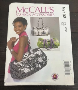 McCalls M7102 Fashion Accessories Expanding Tote Bag 3 Lined Bags Magnetic Clasp - Picture 1 of 3