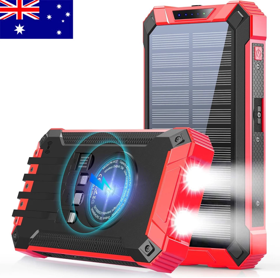 20000mAh Solar Power Bank + Wireless +USB +Type C Phone Charger External Battery - image 1 of 4