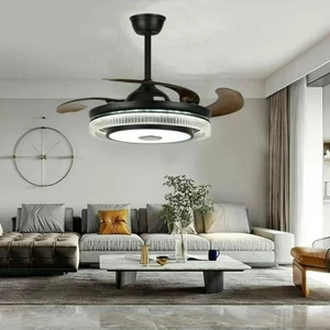 Luxury 42 Inch Silver Fan Light - Crystal Blades with Bluetooth Control - Picture 1 of 13