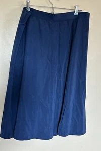 Susan Graver Style Flare Skirt Women's Plus 2X Navy Blue Pull On Career Office - Picture 1 of 5