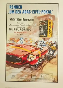 Póster vintage de carreras Ferrari Nurbugring 1959 póster 12x16 pulgadas nuevo - Imagen 1 de 1