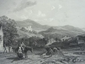 c1830s Antique Scotland Print CASTLE CAMPBELL from the VALLEY OF DOLLAR by Allom - Bild 1 von 2