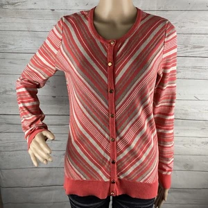 Cardigan studio design 7th Avenue medio salmone marrone glitter maglia righe diagonali - Foto 1 di 12