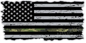 Distressed American Flag Thin Camo Line Vinyl Decal sticker ejército militar - Imagen 1 de 1