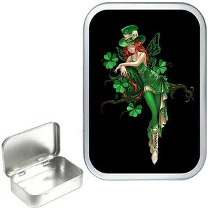 IRISH FAIRY 1oz SILVER HINGED TOBACCO TIN,50ml SEWING TIN,..PILL TIN - Picture 1 of 5