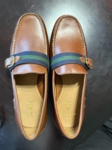 Polo Ralph Lauren Riali Driver Schnallen Leder Schuhe Braun Herren Gr. 9.5D NEU - Bild 1 von 12