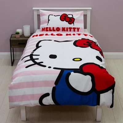 Hello Kitty Singolo Copripiumino E Fodera Per Cuscino Ufficiale Per Bambini - Immagine 1 di 4