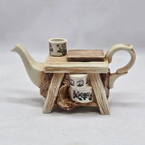 Portmeirion Botanic Garden Gardeners Bench Teapot AS IS Missing Pieces England - Picture 1 of 20