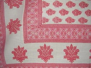 Einfarbig Buti Blockdruck Wandteppich Baumwolle Tagesdecke 108" x 88" Full-Queen Rot - Bild 1 von 2