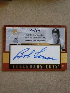 2003 SP Legendary Cuts Red Bob Lemon Cut Signature Auto #26/34 - Picture 1 of 3