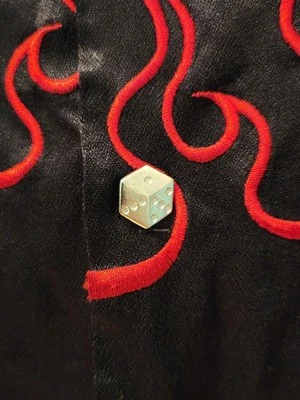 Johnny Suede Rockabilly Silver Dice Flames Button Up Vintage Y2k - Image 1 of 4