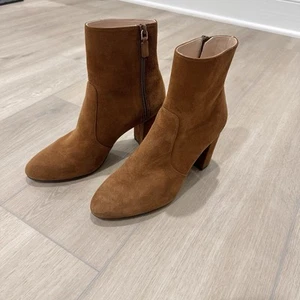 Stuart WEITZMAN Nell Botines Cuero Gamuza Marrón Talla 7.5 Diseñador OOTD - Imagen 1 de 9