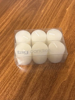 Juego de 6 velas votivas blancas pequeñas mecha real cera decoración del hogar sin perfume Foto 1 de 2