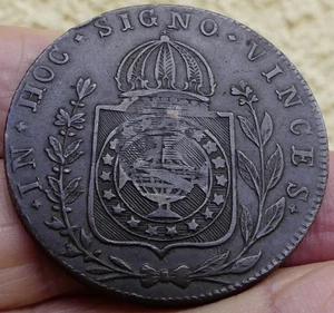 1827 BRAZIL COUNTERSTAMP 40 OVER 80 NICE GRADE - Picture 1 of 2