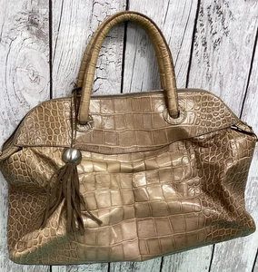 Vintage Furla Elisabeth Croc Embossed Leather Shoulder Satchel, Gorgeous! - Picture 1 of 7