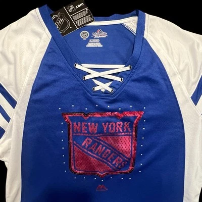 Camiseta de hockey para mujer NY Rangers NHL con lentejuelas talla XL Foto 1 de 4