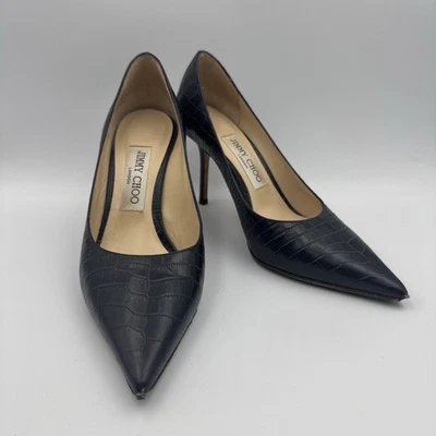 Jimmy Choo Love 85 Azul Marino Talla 36.5 Cuero Repujado Cocodrilo UE Foto 1 de 4