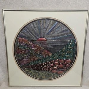 Joel Zaretsky Metallic Dripped Painting Framed Art Nature Sunrise Artsy 20X20 - Picture 1 of 9