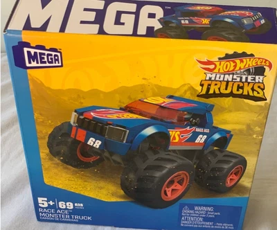 Hot Wheels Mega Race Ace Monster Truck Building Set 69 Pieces For Ages 5+ - Image 1 of 4