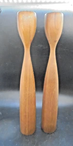 Portacandele danese MidCentury moderno legno massello tornito conico in teak 11 1/2" - Foto 1 di 6