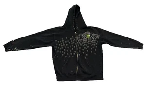 Monster Energy Grunge Hoodie Men  VTG Y2K Skater Zip Sweatshirt Cotton Large - Picture 1 of 13