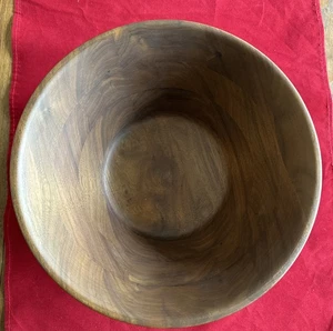 Vintage 11 inch Burl Walnut Wood Salad Bowl Billings Missouri - Picture 1 of 6